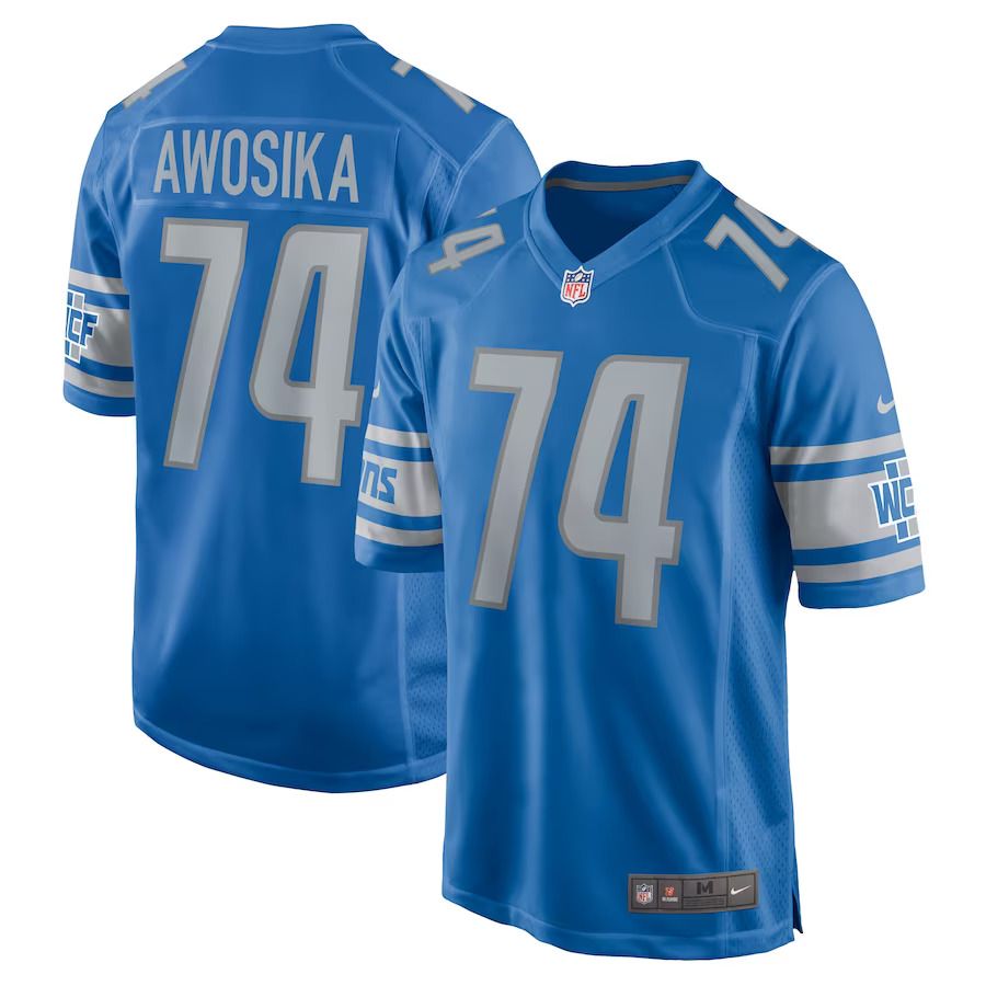 Men Detroit Lions 74 Kayode Awosika Nike Blue Home Game Player NFL Jersey